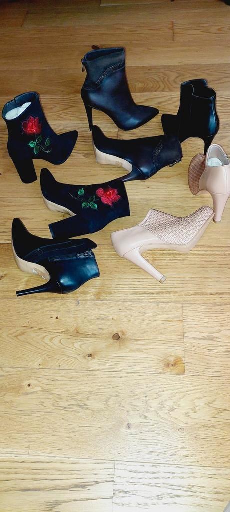 4Superbes paires bottines à talons noir/marron/beige/cuir 35, Kleding | Dames, Schoenen, Nieuw, Zwart