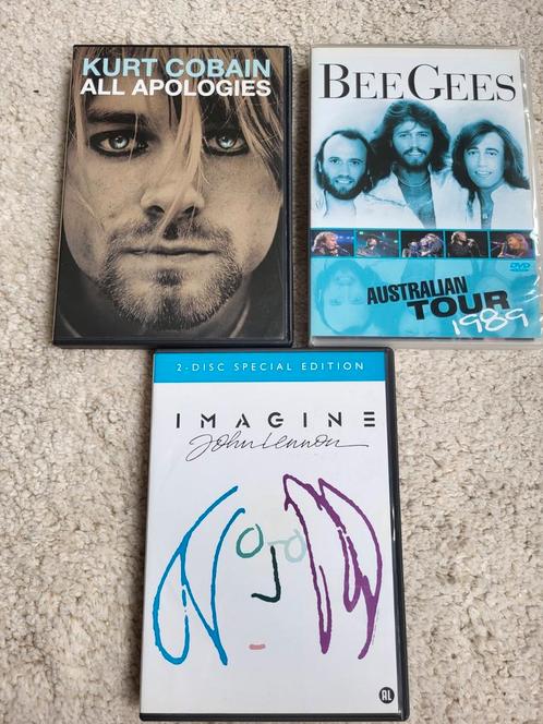 3 DVD's Kurt Cobain, John Lennon en Bee Gees, CD & DVD, DVD | Musique & Concerts, Comme neuf, Enlèvement