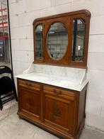 Antiek Eiken Make-up Meubel / Kaptafel met Marmeren Blad, Antiek en Kunst, Ophalen