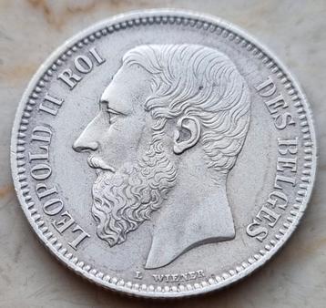2 Francs 1868 Leopold II / Kwaliteit ! beschikbaar voor biedingen