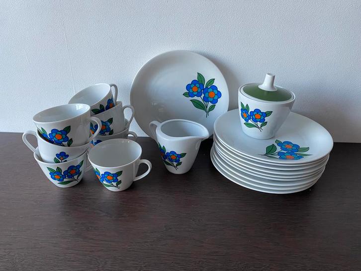 Vintage koffieset met dessertborden Bavaria, Antiek en Kunst, Antiek | Servies compleet, Ophalen of Verzenden