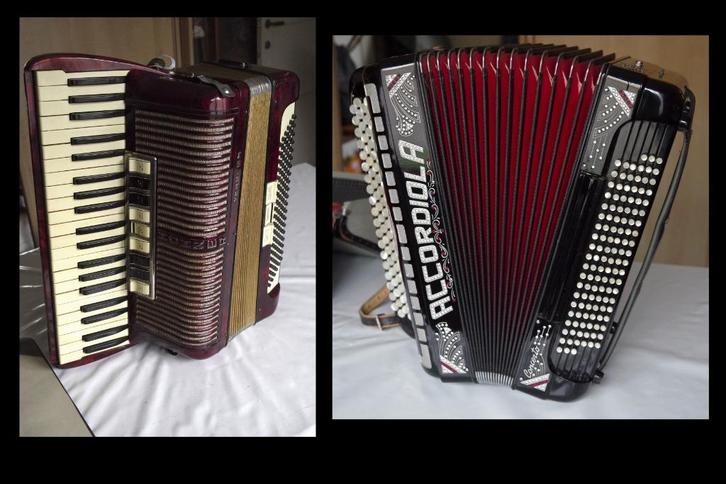 2 accordeons    - Accordiola + Hohner, Muziek en Instrumenten, Accordeons, Gebruikt, 120-bas, Accordiola, Met koffer, Ophalen