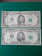 2x 5 dollars USA set, Postzegels en Munten, Bankbiljetten | Amerika, Ophalen of Verzenden, Noord-Amerika, Setje