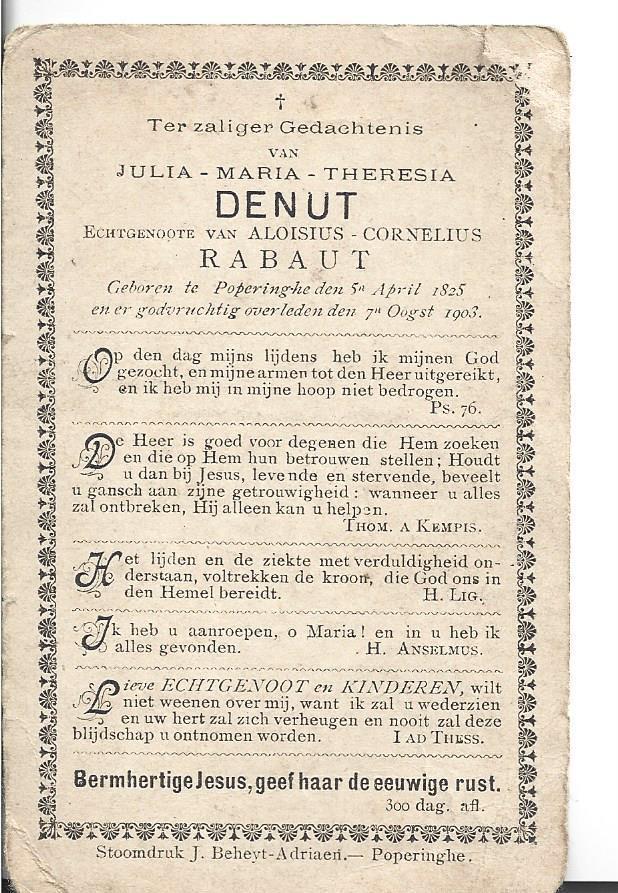 gedachtenisprentjes voor 1900 van Poperinge, Verzamelen, Bidprentjes en Rouwkaarten, Ophalen
