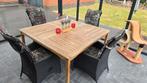 Tafel is 150 op 150cm en 78cm hoog, Tuin en Terras, Tuintafels, Ophalen, Zo goed als nieuw, Vierkant, Hout