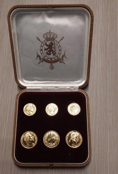 Set 150 jaar onafhankelijkheid in etui, 58,05 gram goud .900, Postzegels en Munten, Munten | België, Setje, Goud, Goud, Ophalen