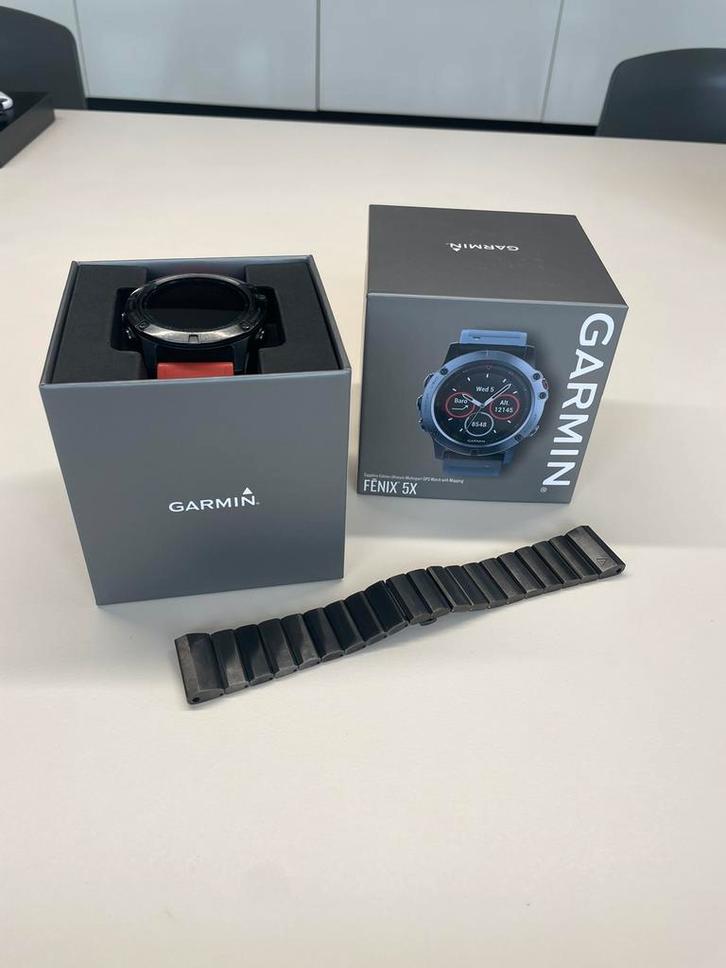 Montre Garmin Fenix 5X Sapphire, Handtassen en Accessoires, Sporthorloges, Zo goed als nieuw, Conditie, Ophalen of Verzenden