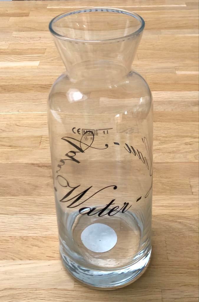 nieuwe glazen karaf 1 liter print waterkaraf, Ophalen of Verzenden, Nieuw