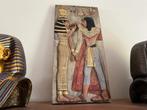 Egyptische bas-relief/plaquette GROOT polycolore nieuwstaat., Antiek en Kunst, Ophalen