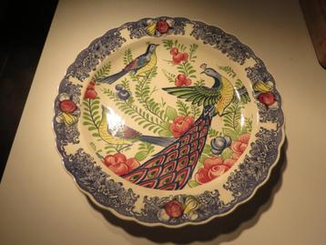 Vintage schaal bord Pauw 36,5 cm, Ophalen of Verzenden