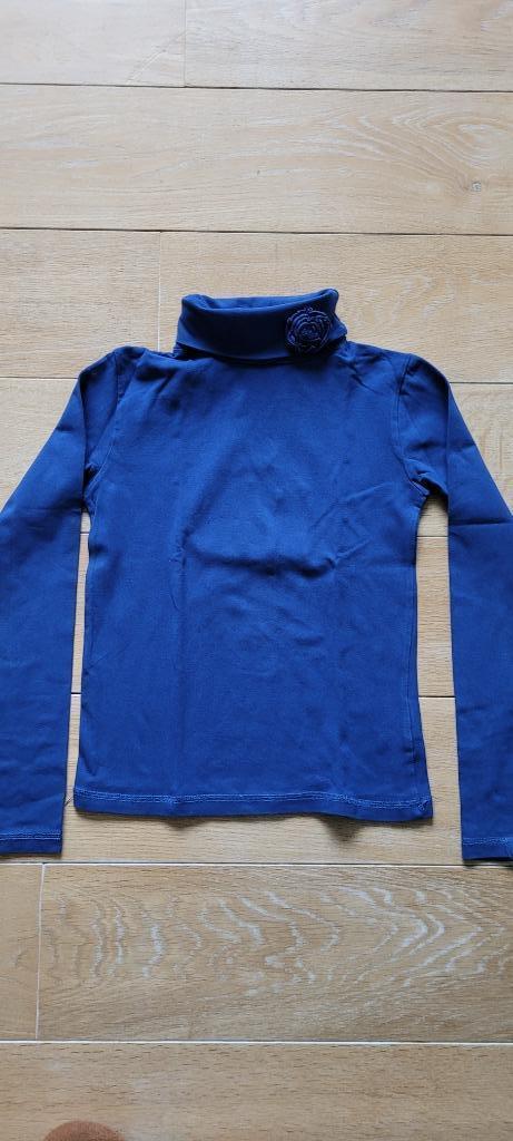 Blauwe turtleneck met bloemetje - JBC - maat 9 jaar (134), Kinderen en Baby's, Kinderkleding | Maat 134, Gebruikt, Meisje, Shirt of Longsleeve