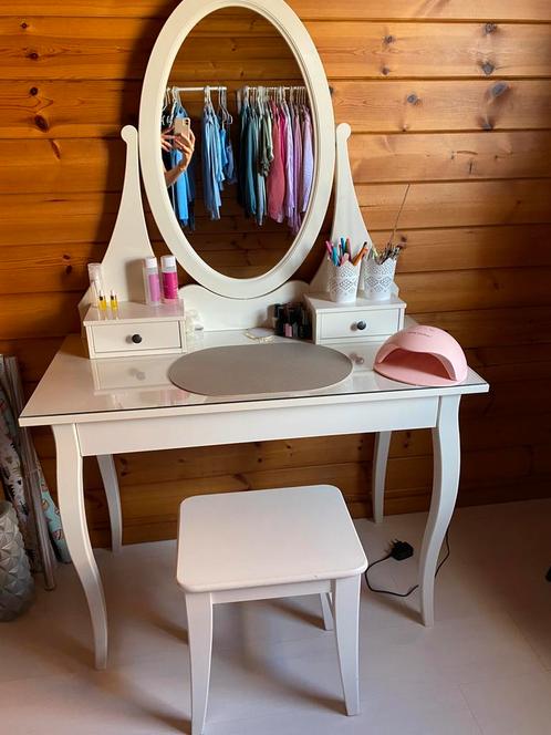 Make up tafel met stoeltje, Huis en Inrichting, Tafels | Kaptafels, Gebruikt, 150 tot 200 cm, 50 tot 100 cm, Hout, Ophalen