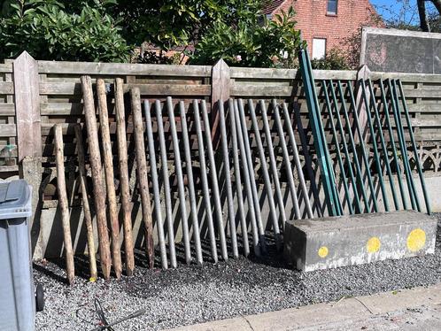Lot palen (type heras, kunststof, hout), Tuin en Terras, Tuinhekken en Hekwerk, Gebruikt, Tuinhek, Overige materialen, Ophalen