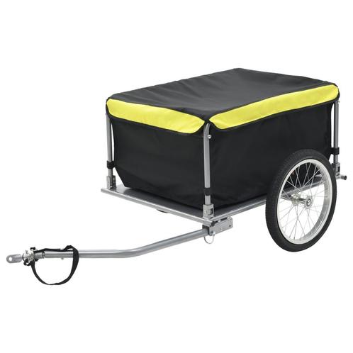Fietstrailer 65 kg zwart en geel, Fietsen en Brommers, Fietsaccessoires | Aanhangwagens en Karren, Nieuw, Aanhangfiets, 60 tot 80 kg
