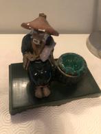Statuette d’un pêcheur chinois vintage, Utilisé