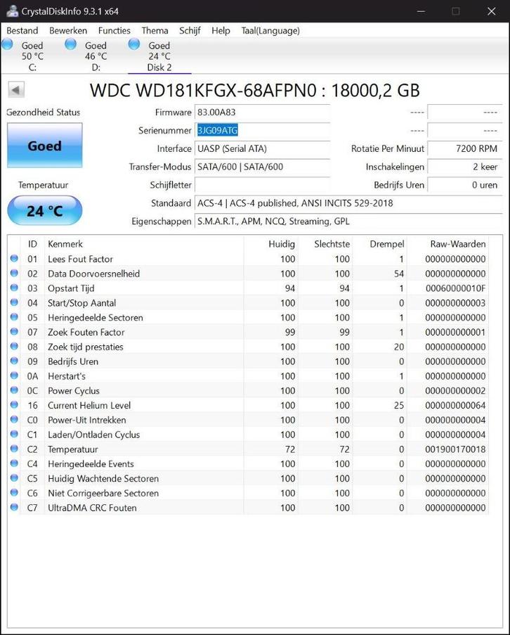 WD Red Pro 18tb NAS HDD - WD181KFGX (nieuw), Computers en Software, Harde schijven, Nieuw, HDD, SATA, Ophalen of Verzenden