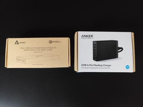 Anker opladerpakket + Aukey Powerbank, Telecommunicatie, Mobiele telefoons | Telefoon-opladers, Gebruikt, Ophalen of Verzenden