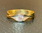 18K gouden ring met natuurlijke diamant 0.30ct certificaat!, Handtassen en Accessoires, Ringen, Geel, Ophalen of Verzenden, 17 tot 18
