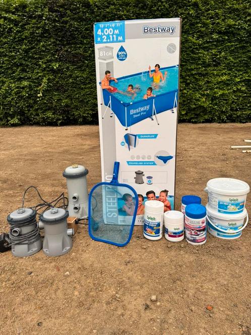 Opzet zwembad Bestway Steelpro Max - 4m x 2,1 - met filters, Tuin en Terras, Zwembaden, Gebruikt, Ophalen