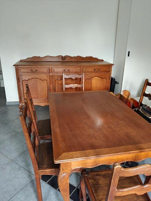 Salle à manger en chêne, Huis en Inrichting, Complete eetkamers, Zo goed als nieuw, 6 tot 8 stoelen, Ophalen