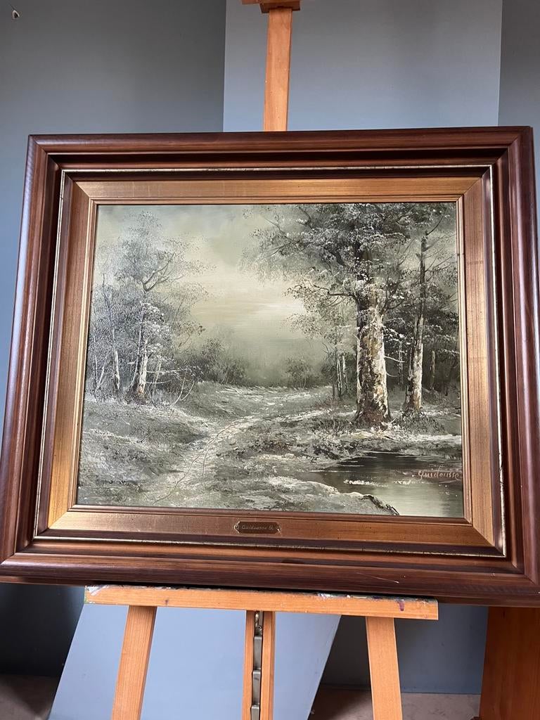 Winters landschapsschilderij, Antiek en Kunst, Kunst | Schilderijen | Klassiek, Ophalen of Verzenden
