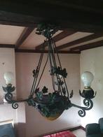 Art Deco smeedijzeren luchter met druivenmotief – ca. 1925, Huis en Inrichting, Lampen | Kroonluchters, Ophalen, Gebruikt