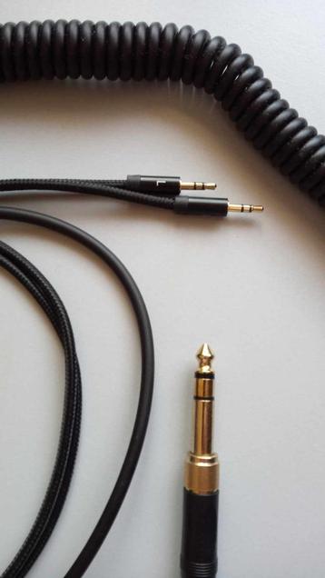 Coiled kabel, dual 2.5mm audio jacks naar 3,5mm/6,35mm
