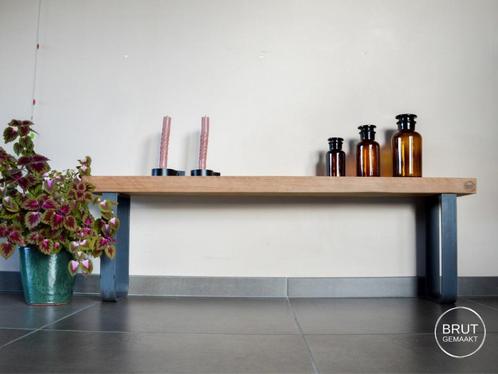 Industriële bijzettafel, Sidetable met stalen poten, Huis en Inrichting, Tafels | Bijzettafels, Nieuw, Rechthoekig, Minder dan 45 cm