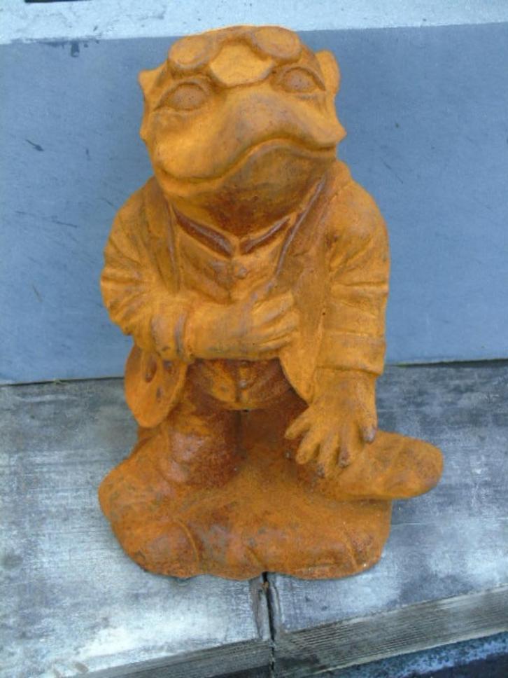 kikker in kostuum, standbeeld, roestig gietijzeren dier, Tuin en Terras, Tuinbeelden, Nieuw, Dierenbeeld, Metaal, Ophalen