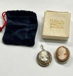 2x pendentif Camée, broche forme coquillage et perle argent, Bijoux, Sacs & Beauté, Argent, Enlèvement ou Envoi