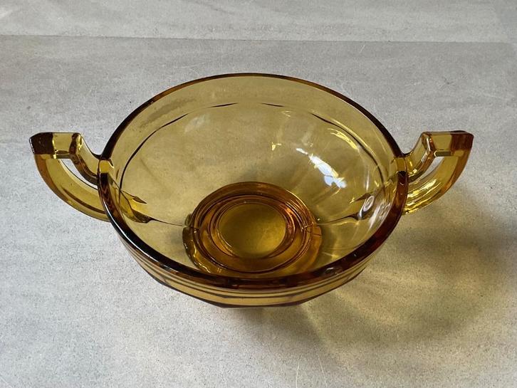 Art Deco coupe Val St.Lambert model Noémie Amber kleurig, Antiek en Kunst, Antiek | Glaswerk en Kristal, Ophalen of Verzenden