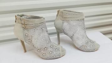 285B* WEIDE jolis boots gris peep toe (41), Neuf, Gris, Chaussures à haut talons, Envoi