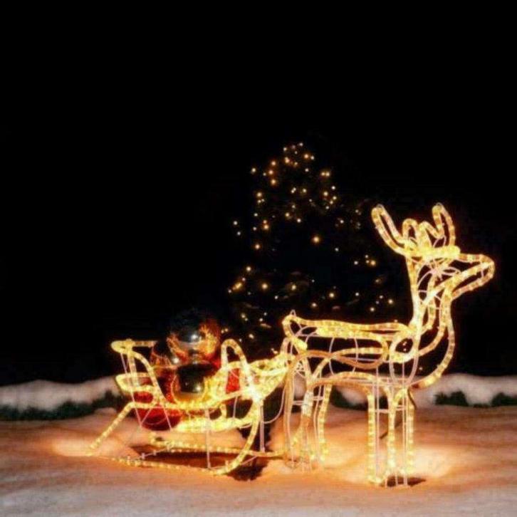Kerstverlichting Rendier Met Slee + Ledverlichting W-W, Diversen, Kerst, Nieuw, Ophalen of Verzenden