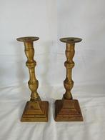 2 oude koperen kandelaars, Antiek en Kunst, Ophalen of Verzenden