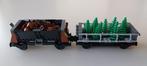 Lego trein: kiepwagon houtblokken + wagon dennentransport, Enlèvement ou Envoi, Neuf, Ensemble complet, Lego