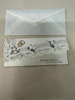 Vintage huwelijkskaartje met ringen deco + enveloppe (nieuw), Ophalen, 1960 tot 1980, Ongelopen, Feest(dag)