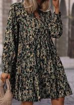 Robe fleurie fond noir taille 44/46, Zwart, Maat 46/48 (XL) of groter, Nieuw, Ophalen of Verzenden