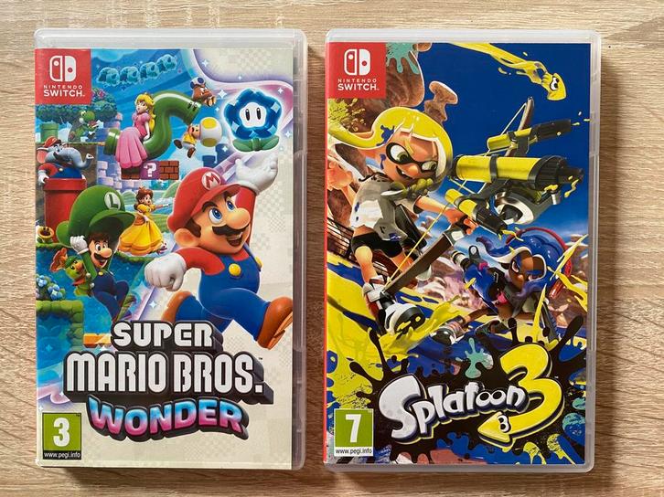 Nintendo Switch Super Mario Bros Wonder + Splatoon 3 spel, Games en Spelcomputers, Games | Nintendo Switch, Zo goed als nieuw