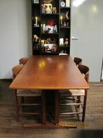 vintage eethoek jaren 60 stoelen en tafel 159,5/81,5, Huis en Inrichting, Stoelen, Ophalen, Gebruikt, Bruin, Vintage