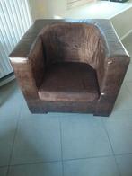 fauteuil zetel bruin reptielenleder, Ophalen, Zo goed als nieuw, 75 tot 100 cm, Leer