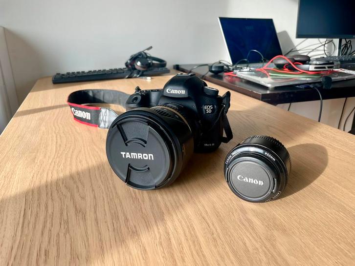 Canon EOS 5D Mark III + lenzen (Tamron 24-70mm)+ accessoires, Audio, Tv en Foto, Fotocamera's Digitaal, Gebruikt, Spiegelreflex