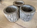 3 mooie grijze bloempotten van het merk Mica, Tuin en Terras, Kunststof, Rond, Zo goed als nieuw, Tuin
