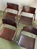 Vintage Buisframe stoelen Mart Stam, Maison & Meubles, Chaises, Quatre, Brun, Cuir, Enlèvement