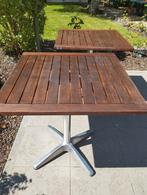 Twee Bistro tafels in teak, Tuin en Terras, Ophalen, Zo goed als nieuw, Vierkant, Aluminium