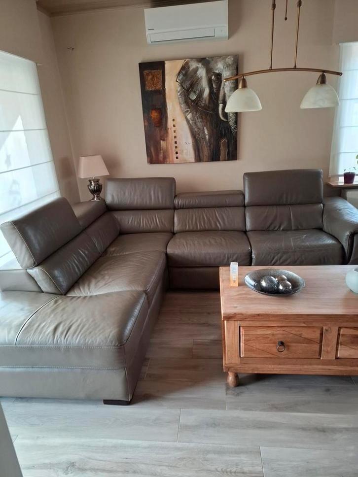 Lederen hoeksalon, Huis en Inrichting, Fauteuils, Gebruikt, Leer, Ophalen