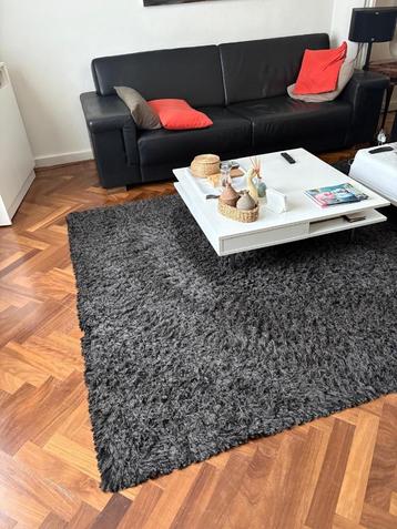 Hoogpolig tapijt donkergrijs – 290 x 200 cm beschikbaar voor biedingen