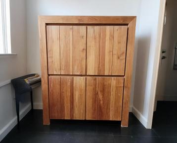 Barkast Teak, Huis en Inrichting, Kasten | Dressoirs, Ophalen, 100 tot 150 cm, Teakhout, 25 tot 50 cm