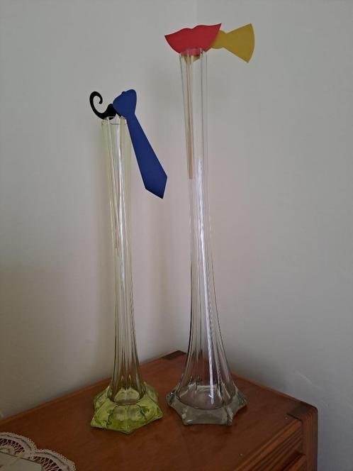 Antieke fluten 1930, Huis en Inrichting, Woonaccessoires | Vazen, Zo goed als nieuw, Overige kleuren, Minder dan 50 cm, Glas, Ophalen