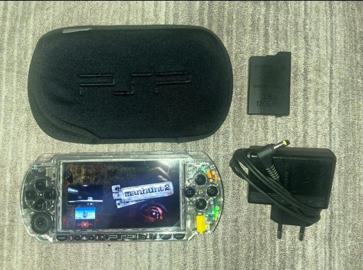 Sony PSP 1000 Custom - transparent, Games en Spelcomputers, Spelcomputers | Sony PSP, Zo goed als nieuw, PSP, Ophalen