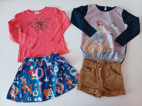 2 sets short & longsleeve + longsleeve & rok 104-110, Kinderen en Baby's, Kinderkleding | Maat 104, Zo goed als nieuw, Meisje